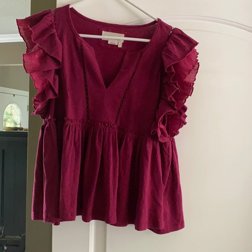 Anthropologie Caroline Ruffled babydoll top